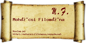 Mohácsi Filoména névjegykártya